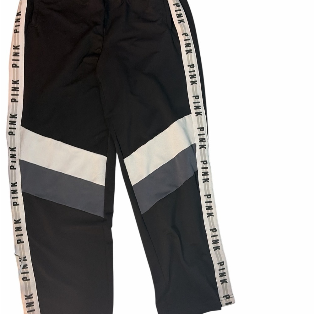 PINK Ultimate Leggings UY2K track pant Black snap side Logo wide leg pocket L - Picture 2 of 14